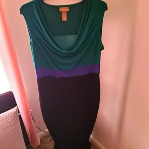 Plus Size Miss Tina by Tina Knowles Ruched Colorblock Dress